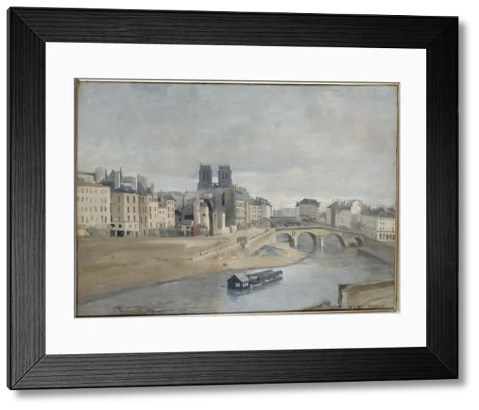 Framed Print : Quai des Orfevres and the Pont Saint Michel, 1833. Creator: Unknown Framed Print : Quai des Orfevres and the Pont Saint Michel, 1833. Creator: Unknown