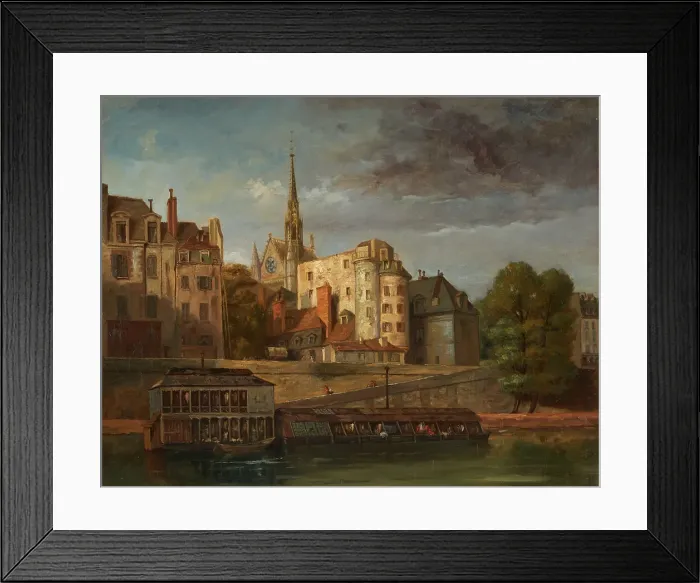 Framed Print : Quai des Orfevres, seen from the Quai des Grands-Augustins, around 1860. Creator: Unknown Framed Print : Quai des Orfevres, seen from the Quai des Grands-Augustins, around 1860. Creator: Unknown