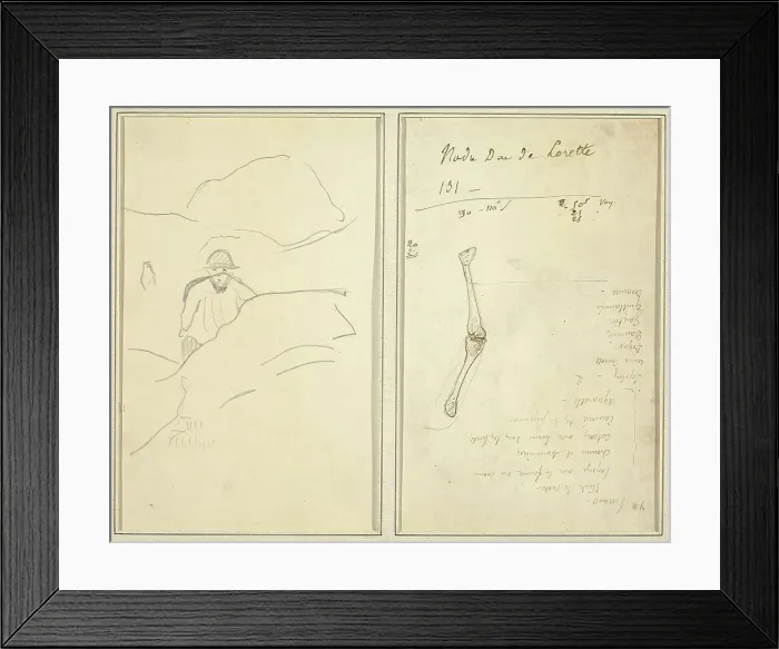 Framed Print : Breton Boy in a Landscape; Study of an Arm [verso], 1884-1888. Creator: Paul Gauguin