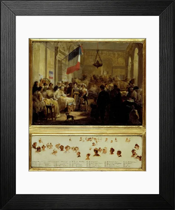Framed Print : Queen Marie-Amelie, accompanied by Madame Adelaide, Princesses Louise... c1832. Creator: Unknown Framed Print : Queen Marie-Amelie, accompanied by Madame Adelaide, Princesses Louise... c1832. Creator: Unknown