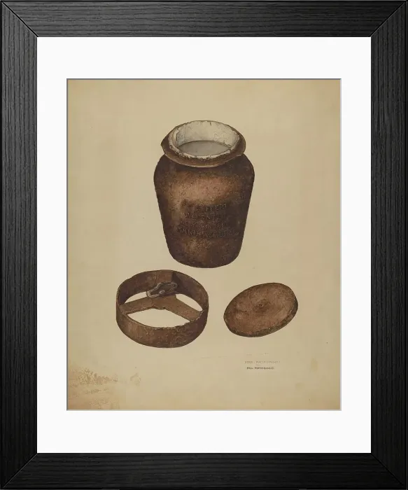Framed Print : Cast Iron Fruit Jar, c. 1940. Creator: Doris Hollingsworth Framed Print : Cast Iron Fruit Jar, c. 1940. Creator: Doris Hollingsworth