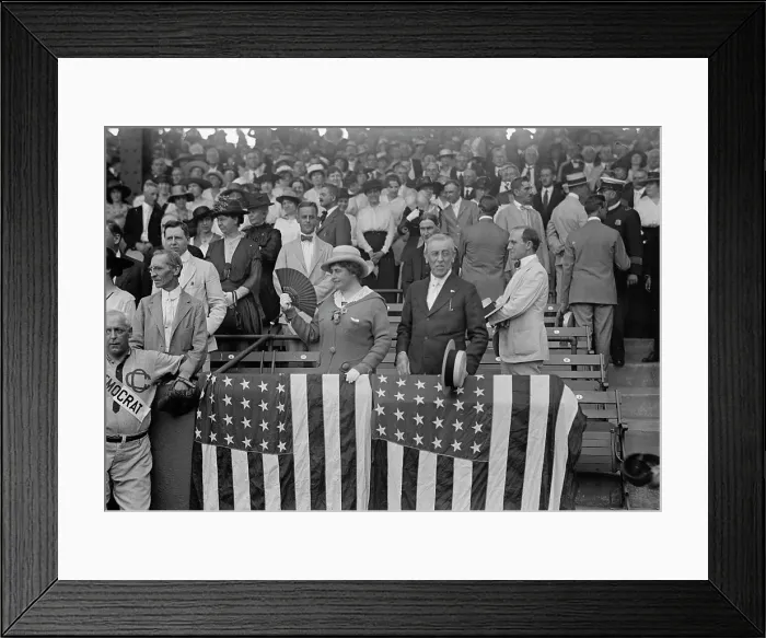Framed Print : Baseball, Congressional - President And Mrs. Wilson, 1917. Creator: Harris & Ewing. Baseball, Congressional - President And Mrs. Wilson, 1917. Creator: Harris & Ewing Framed Print : Baseball, Congressional - President And Mrs. Wilson, 1917. Creator: Harris & Ewing. Baseball, Congressional - President And Mrs. Wilson, 1917. Creator: Harris & Ewing