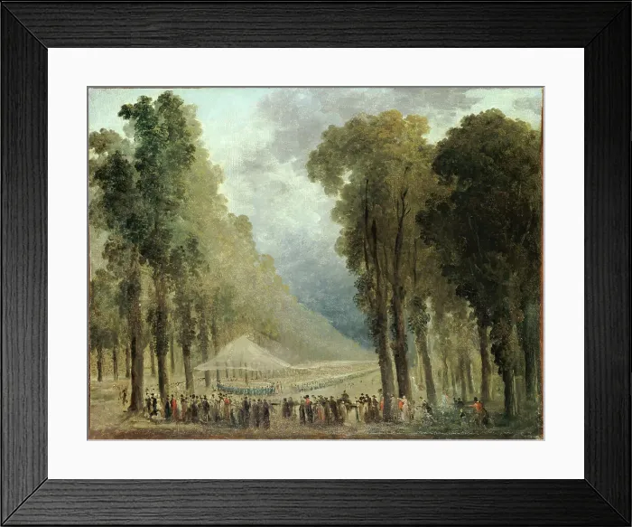 Framed Print : Repas servi aux troupes dans une allée des Champs-Elysées ou dans le parc de Saint-Cloud, c1790. Creator: Hubert Robert Framed Print : Repas servi aux troupes dans une allée des Champs-Elysées ou dans le parc de Saint-Cloud, c1790. Creator: Hubert Robert