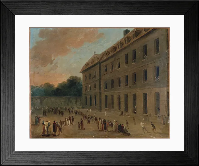 Framed Print : Recreation for prisoners in Saint-Lazare: the ball game, c1794. Creator: Unknown Framed Print : Recreation for prisoners in Saint-Lazare: the ball game, c1794. Creator: Unknown