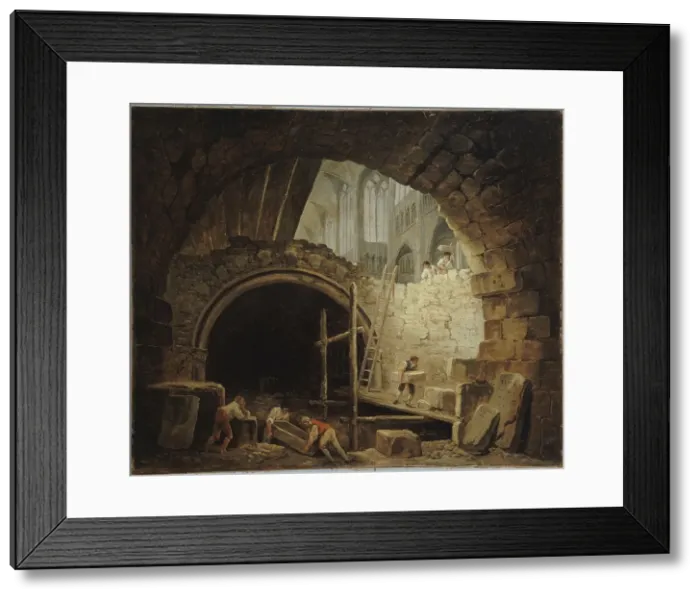 Framed Print : La Violation des caveaux des rois dans la basilique de Saint-Denis, en octobre 1793, c1793. Creator: Hubert Robert Framed Print : La Violation des caveaux des rois dans la basilique de Saint-Denis, en octobre 1793, c1793. Creator: Hubert Robert