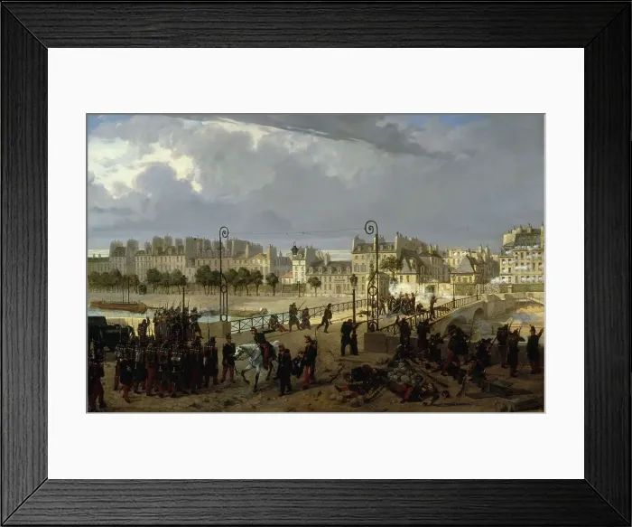 Framed Print : Riot scene at the Pont de l'Archeveche, 1849. Creator: Unknown Framed Print : Riot scene at the Pont de l'Archeveche, 1849. Creator: Unknown