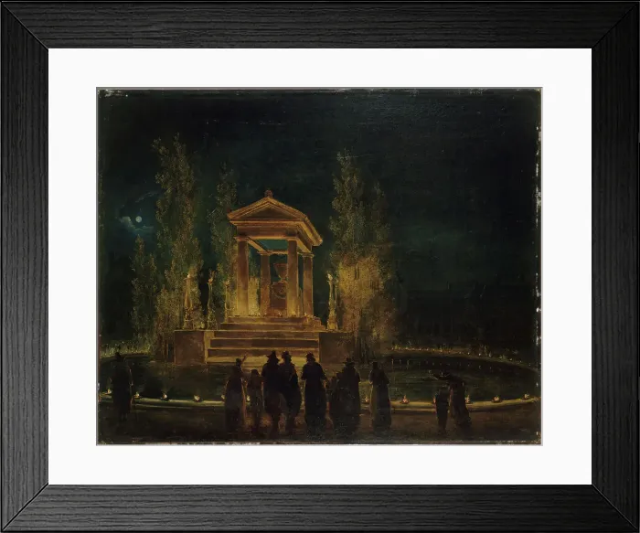 Framed Print : Le Mausolée provisoire de Jean-Jacques Rousseau, sur le bassin des Tuileries, avant la... c1794. Creator: Hubert Robert Framed Print : Le Mausolée provisoire de Jean-Jacques Rousseau, sur le bassin des Tuileries, avant la... c1794. Creator: Hubert Robert