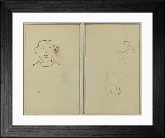 Framed Print : Boy's Face; Two Sheep [verso], 1884-1888. Creator: Paul Gauguin