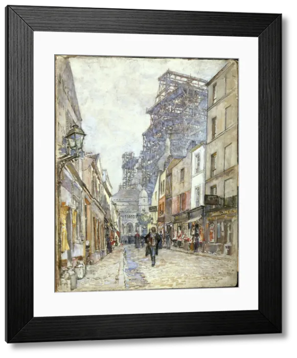 Framed Print : Rue du Chevalier-de-la-Barre, with Sacre-Coeur under construction, 1899. Creator: Unknown Framed Print : Rue du Chevalier-de-la-Barre, with Sacre-Coeur under construction, 1899. Creator: Unknown