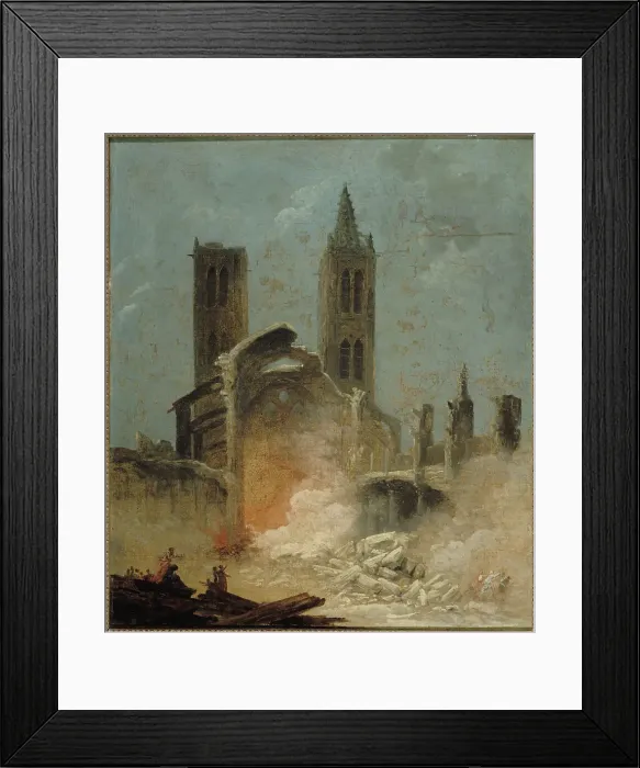 Framed Print : La Démolition de l'église Saint-Jean-en-Grève, en 1800, c1800. Creator: Hubert Robert Framed Print : La Démolition de l'église Saint-Jean-en-Grève, en 1800, c1800. Creator: Hubert Robert