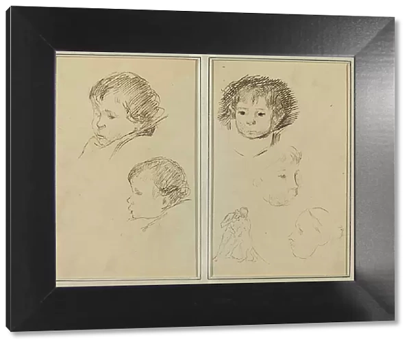Two Studies of a Child's Head; Two Studies of a Child's Head, a Woman in...[recto], 1884-1888. Creator: Paul Gauguin