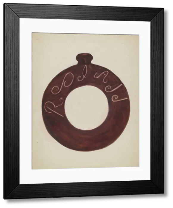 Framed Print : Pottery Bottle, c. 1936. Creator: Willoughby Ions Framed Print : Pottery Bottle, c. 1936. Creator: Willoughby Ions