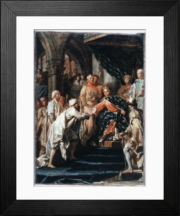 Framed Print : Saint Louis receiving messengers from the Old Man of the Mountain'. c1773. Creator: Unknown Framed Print : Saint Louis receiving messengers from the Old Man of the Mountain'. c1773. Creator: Unknown