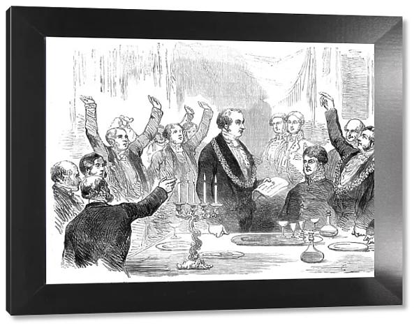 The Lord Mayor reading the News of the Victory on the Alma at the Sheriff's Inauguration... 1854. Creator: Unknown