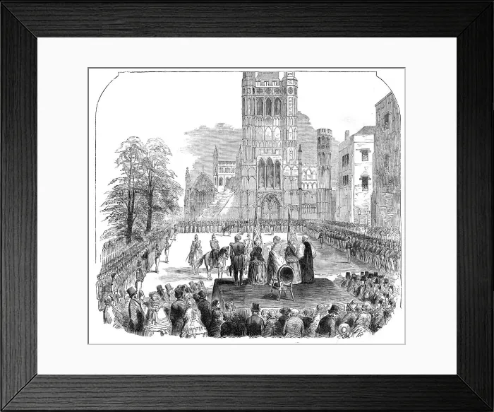 Framed Print : Presentation of Colours to the Cambridgeshire Militia, at Ely, 1854. Creator: Unknown Framed Print : Presentation of Colours to the Cambridgeshire Militia, at Ely, 1854. Creator: Unknown
