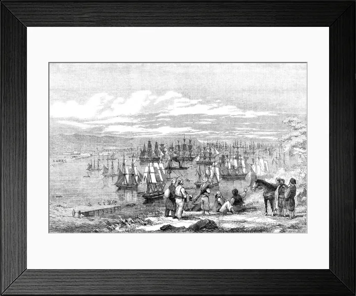 Framed Print : Varna Bay - the Allied Expedition Fleet getting under way for the Crimea, 1854. Creator: Unknown Framed Print : Varna Bay - the Allied Expedition Fleet getting under way for the Crimea, 1854. Creator: Unknown