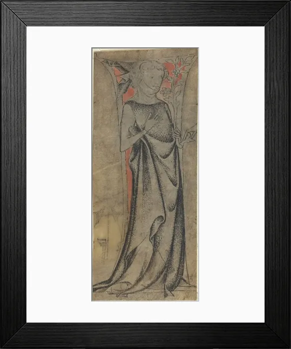 Framed Print : Standing Youth with a Branch, c. 1325. Creator: Unknown Framed Print : Standing Youth with a Branch, c. 1325. Creator: Unknown