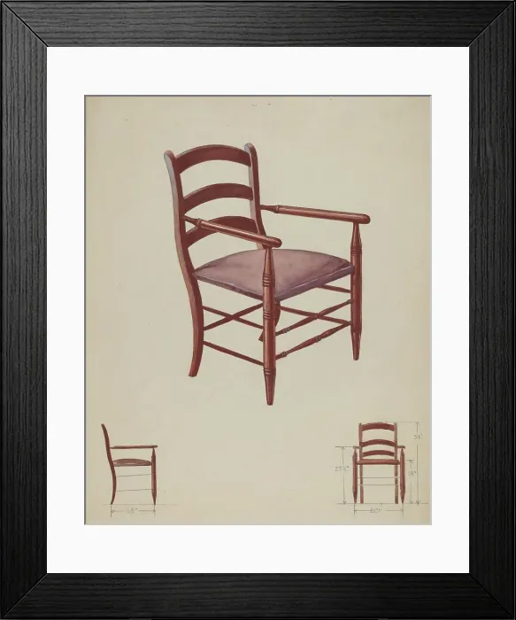 Framed Print : Slat-back Chair, c. 1936. Creator: George Kirschner Framed Print : Slat-back Chair, c. 1936. Creator: George Kirschner