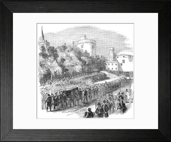 Framed Print : Funeral of the late Marquis of Ormonde - the Procession leaving Kilkenny Castle, 1854. Creator: Unknown Framed Print : Funeral of the late Marquis of Ormonde - the Procession leaving Kilkenny Castle, 1854. Creator: Unknown