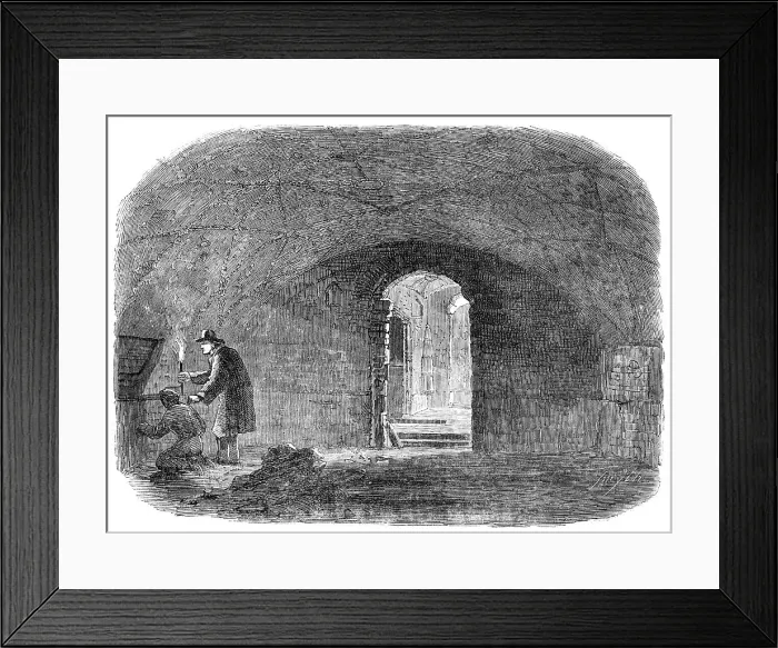 Framed Print : Subterranean Chamber beneath the House, No.1, Old Fish-Street, St. Paul's, 1854. Creator: Smyth