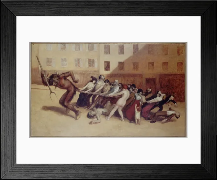 Framed Print : Les Parisiens tirant le diable par la queue, c1920. Creator: Jean Veber Framed Print : Les Parisiens tirant le diable par la queue, c1920. Creator: Jean Veber