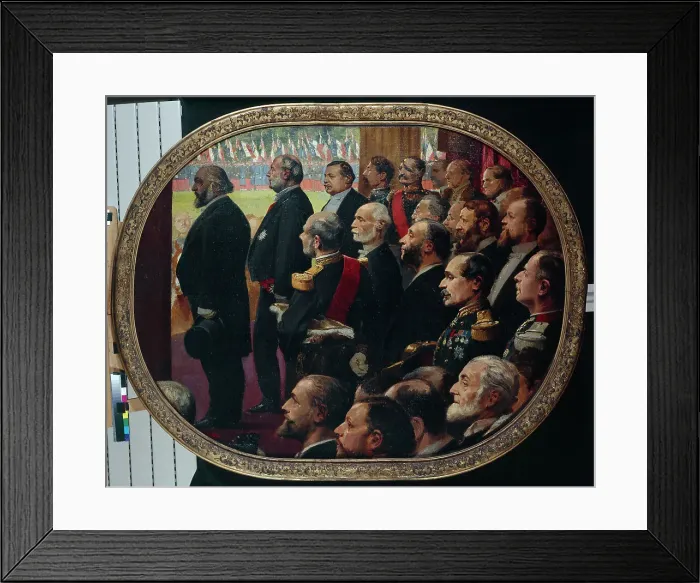 Framed Print : The distribution of flags, July 14, 1880. Creator: Unknown Framed Print : The distribution of flags, July 14, 1880. Creator: Unknown