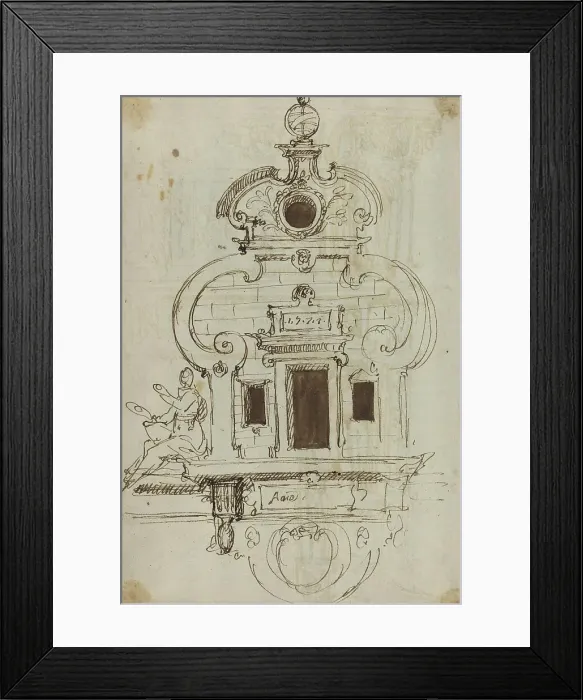 Framed Print : Wall Monument with an Armillary Sphere [verso], 1571. Creator: Unknown