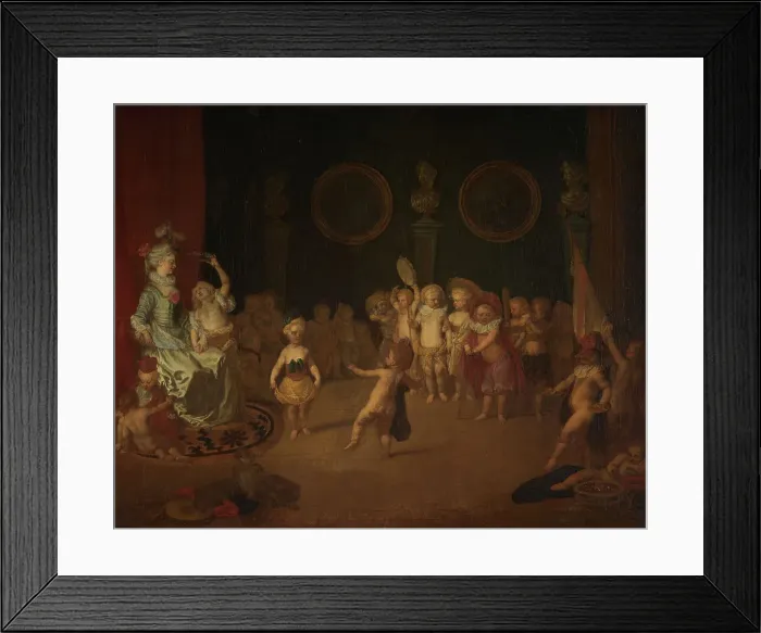 Framed Print : Scène de la comédie italienne jouée par une troupe d'enfants, between 1704 and 1706. Creator: Jean-Antoine Watteau Framed Print : Scène de la comédie italienne jouée par une troupe d'enfants, between 1704 and 1706. Creator: Jean-Antoine Watteau