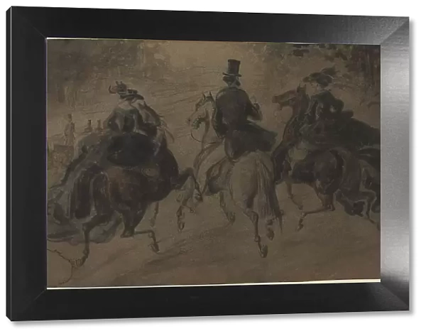 Cavalier and Two Ladies on Horseback. Creator: Constantin Guys