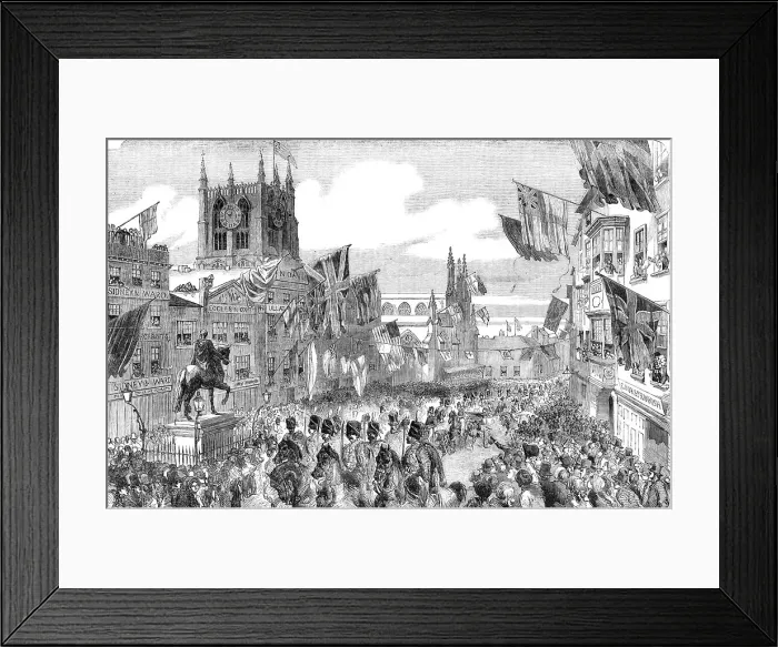 Framed Print : Her Majesty's Visit to Hull - the Procession in the Market-Place, 1854. Creator: Unknown