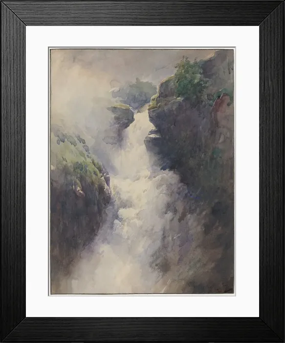 Framed Print : A Cascade in the Mountains, 1870s. Creator: Henri-Joseph Harpignies Framed Print : A Cascade in the Mountains, 1870s. Creator: Henri-Joseph Harpignies