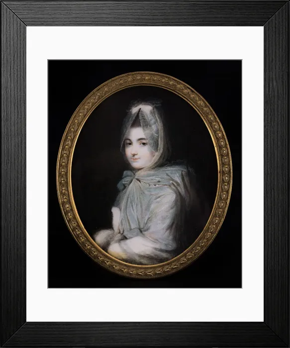 Framed Print : Portrait d'une jeune femme en mante bleutée, c1780- 1785. Creator: Ecole Francaise Framed Print : Portrait d'une jeune femme en mante bleutée, c1780- 1785. Creator: Ecole Francaise