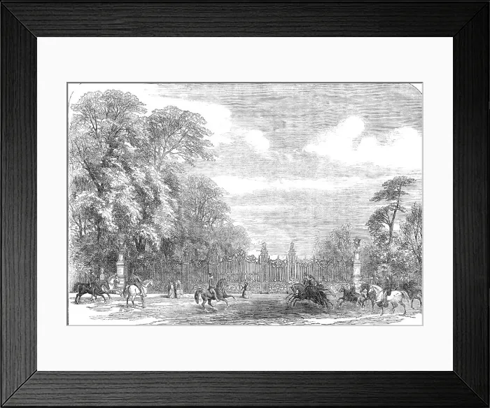 Framed Print : Kensington Gardens - the Coalbrookdale Gates, Rotten Row, 1854. Creator: Unknown Framed Print : Kensington Gardens - the Coalbrookdale Gates, Rotten Row, 1854. Creator: Unknown