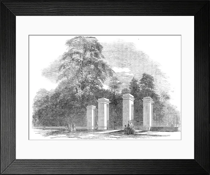Framed Print : Kensington Gardens - New Gates, Bayswater-Road, 1854. Creator: Unknown Framed Print : Kensington Gardens - New Gates, Bayswater-Road, 1854. Creator: Unknown