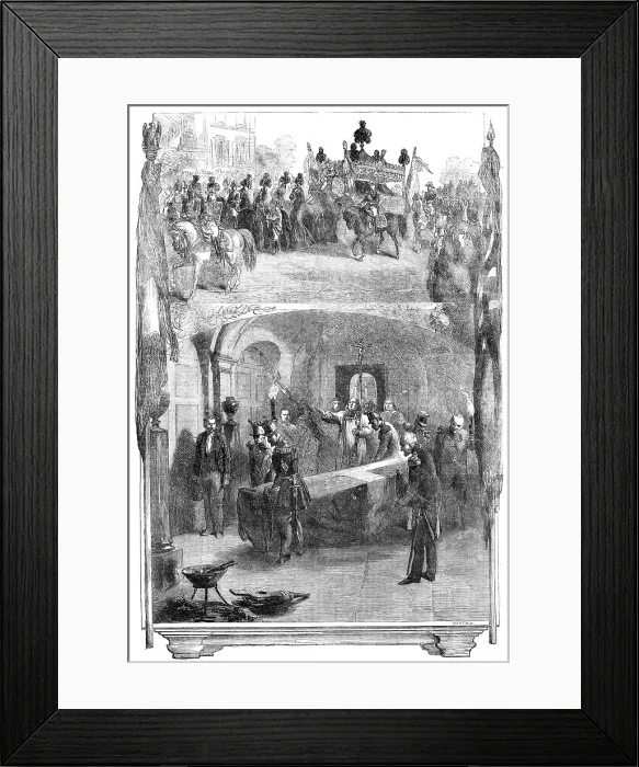 Framed Print : Interment of Marshal St. Arnaud in the Vault of the Marshals of France, beneath the Church... 1854. Creator: Smyth Framed Print : Interment of Marshal St. Arnaud in the Vault of the Marshals of France, beneath the Church... 1854. Creator: Smyth