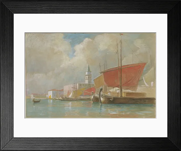 Framed Print : Shipping Along the Molo in Venice. Creator: William Stanley Haseltine Framed Print : Shipping Along the Molo in Venice. Creator: William Stanley Haseltine