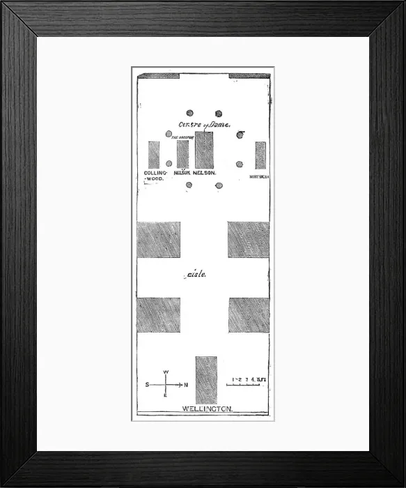 Framed Print : Ground Plan, showing the Position of Wellington's Tomb, in the Crypt of St. Paul's Cathedral, 1854. Creator: Unknown Framed Print : Ground Plan, showing the Position of Wellington's Tomb, in the Crypt of St. Paul's Cathedral, 1854. Creator: Unknown