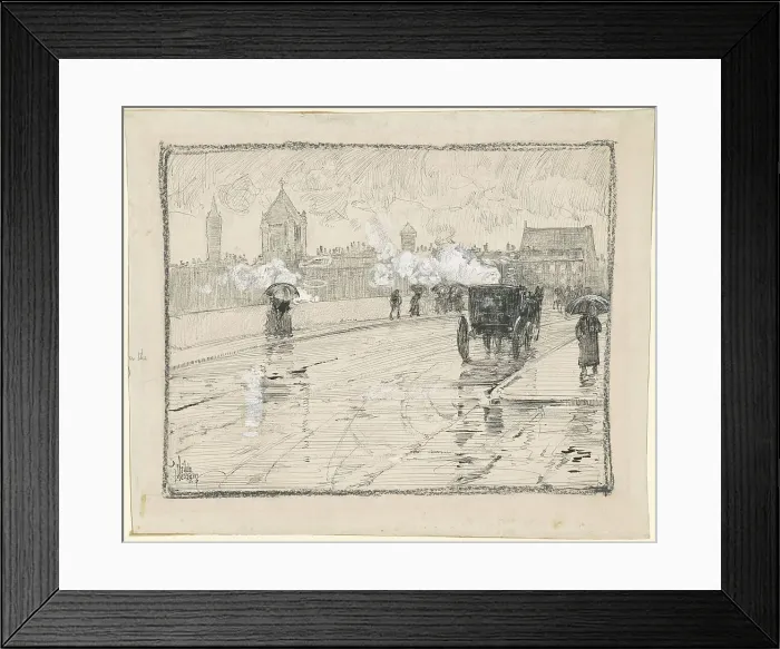 Framed Print : Rainy Day, Boston, 1886. Creator: Frederick Childe Hassam Framed Print : Rainy Day, Boston, 1886. Creator: Frederick Childe Hassam