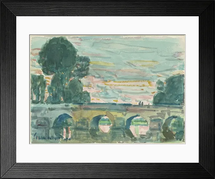 Framed Print : The Bridge at Grez [recto], 1904. Creator: Frederick Childe Hassam