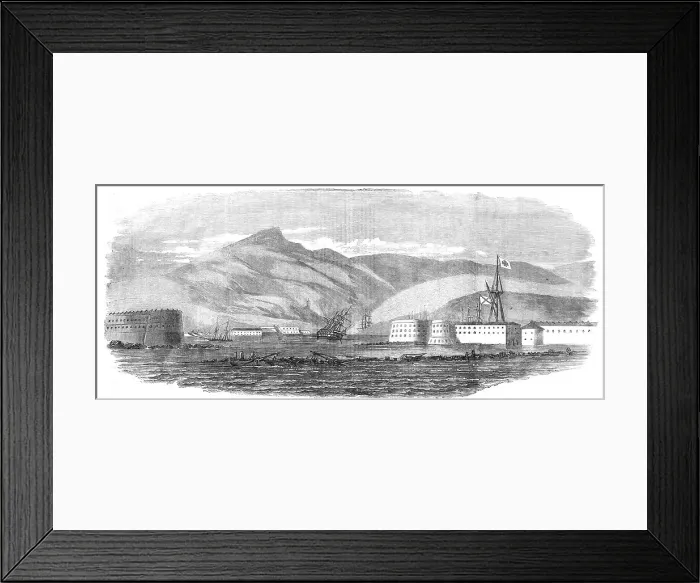 Framed Print : The Sunken Ships at the Mouth of the Harbour of Sebastopol, sketched by Lieut. Montagu... 1854. Creator: Unknown Framed Print : The Sunken Ships at the Mouth of the Harbour of Sebastopol, sketched by Lieut. Montagu... 1854. Creator: Unknown