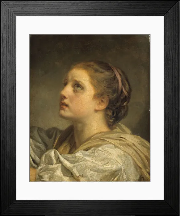 Framed Print : Tête de jeune femme, c1775. Creator: Jean-Baptiste Greuze Framed Print : Tête de jeune femme, c1775. Creator: Jean-Baptiste Greuze