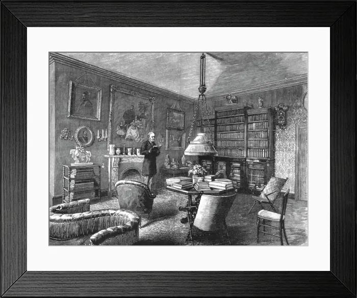 Framed Print : The home of TRH Prince and Princess Christian, The Library, Cumberland Lodge, 1891. Creator: Unknown