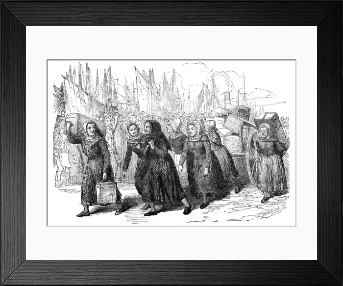 Framed Print : Boulogne Fishwomen carrying the Luggage of the Nurses for the East, 1854. Creator: William Thomas Framed Print : Boulogne Fishwomen carrying the Luggage of the Nurses for the East, 1854. Creator: William Thomas