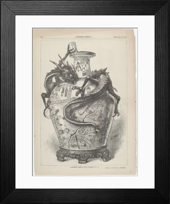 Framed Print : A Diplomatic (Chinese) Design Presented to U.S. 1881. Creator: Thomas Nast Framed Print : A Diplomatic (Chinese) Design Presented to U.S. 1881. Creator: Thomas Nast