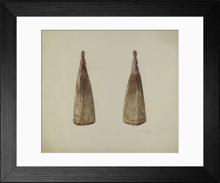 Framed Print : Powder Horn, 1938. Creator: J. J. Neill Framed Print : Powder Horn, 1938. Creator: J. J. Neill
