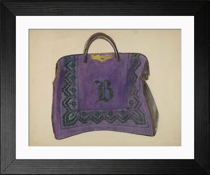 Framed Print : Carpet Bag, 1938. Creator: J. J. Neill Framed Print : Carpet Bag, 1938. Creator: J. J. Neill