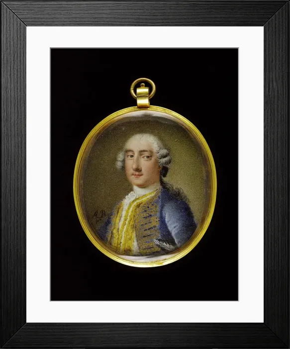 Framed Print : Portrait d'homme en habit bleu, between 1740 and 1770. Creator: Ecole Francaise Framed Print : Portrait d'homme en habit bleu, between 1740 and 1770. Creator: Ecole Francaise