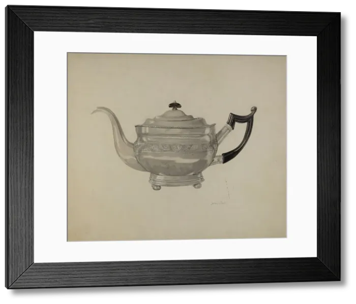 Framed Print : Teapot, c. 1938. Creator: J. J. Neill Framed Print : Teapot, c. 1938. Creator: J. J. Neill