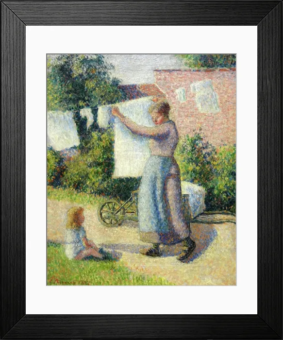 Framed Print : Femme étendant du linge, 1887. Creator: Pissarro, Camille (1830-1903) Framed Print : Femme étendant du linge, 1887. Creator: Pissarro, Camille (1830-1903)