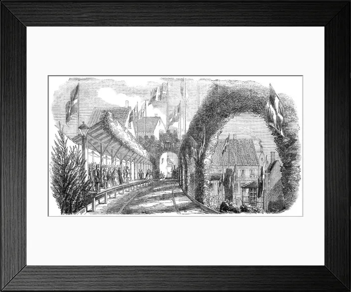 Framed Print : Railway Station, Flensburg, 1854. Creator: T. H. W Framed Print : Railway Station, Flensburg, 1854. Creator: T. H. W